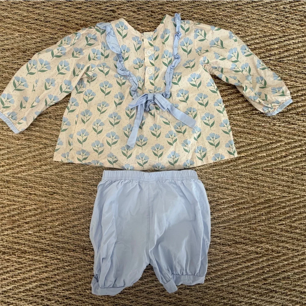 Blue and Cream Kids Outfit Set